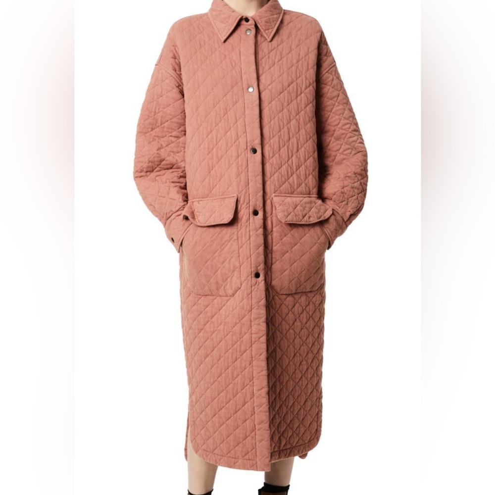 Bernie Oversized Quilted Coat in Dusty Pink
